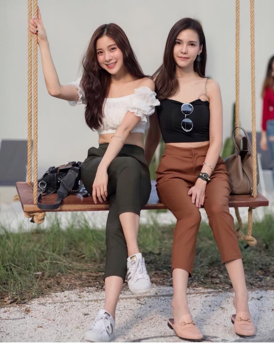 กางเกงขายาวผู้หญิงเอวสูง 7 ส่วน ซิปหน้า ผ้าดับเบิ้ลซาติน ยืด หนา นิ่ม น่ารัก