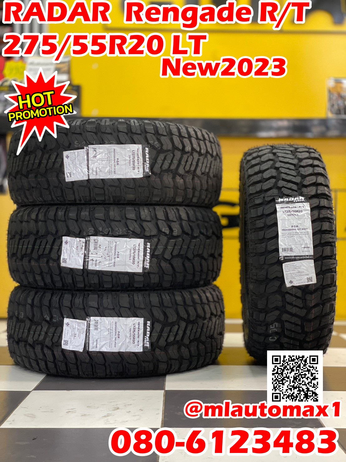 275/55R20 ยาง RADAR Renegade R/T ยางใหม่ปี2023ยางหล่อดุดัน