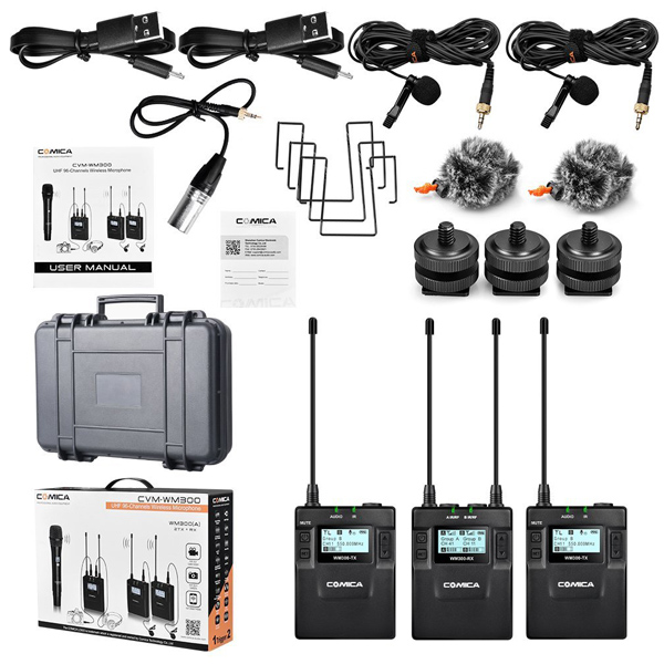 COMICA CVM-WM300A ชุดไมค์ไร้สายสำหรับกล้องวีดีโอ 80 ชาแนล ย่าน UHF