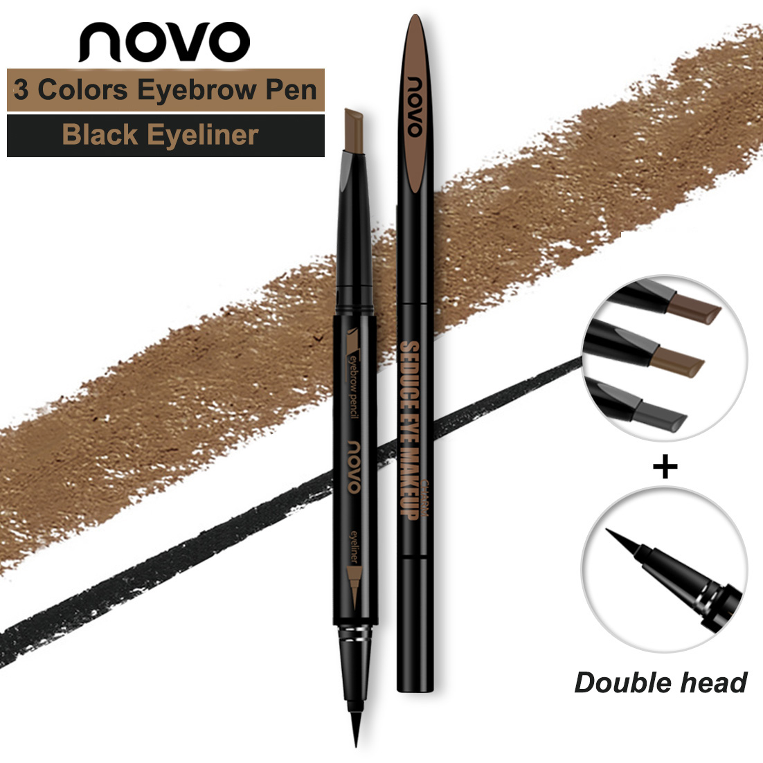 novo seduce eye makeup โนโว ดินสอเขียนคิ้ว+อายไลน์เนอร์