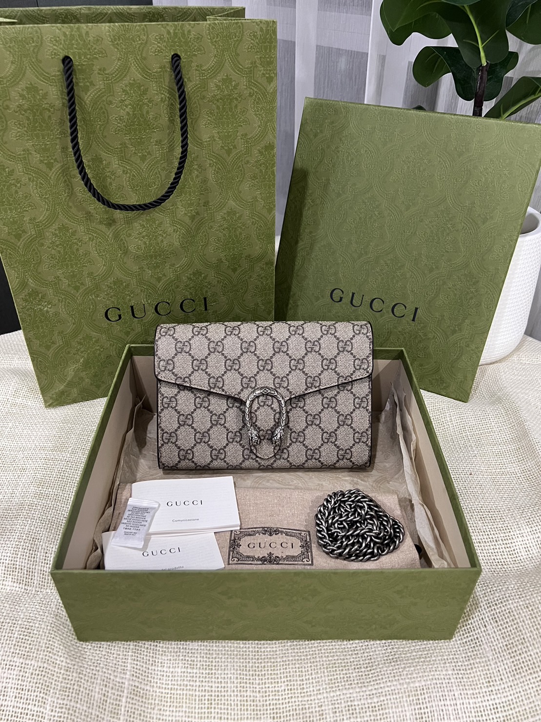 กระเป๋าแบรนด์เนมมือสองGucci Dionysus Woc ปี22 Full set no rec.