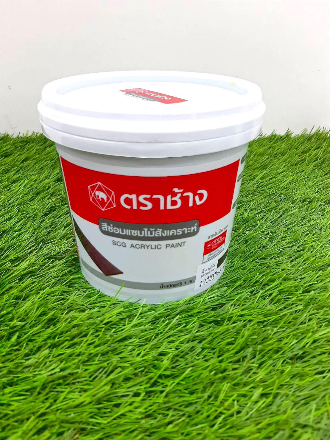 สีซ่อมเเซมไม้สังเคราะห์ สีน้ำตาลโอ๊ค น้ำหนัก 1 กก. ตราช้าง