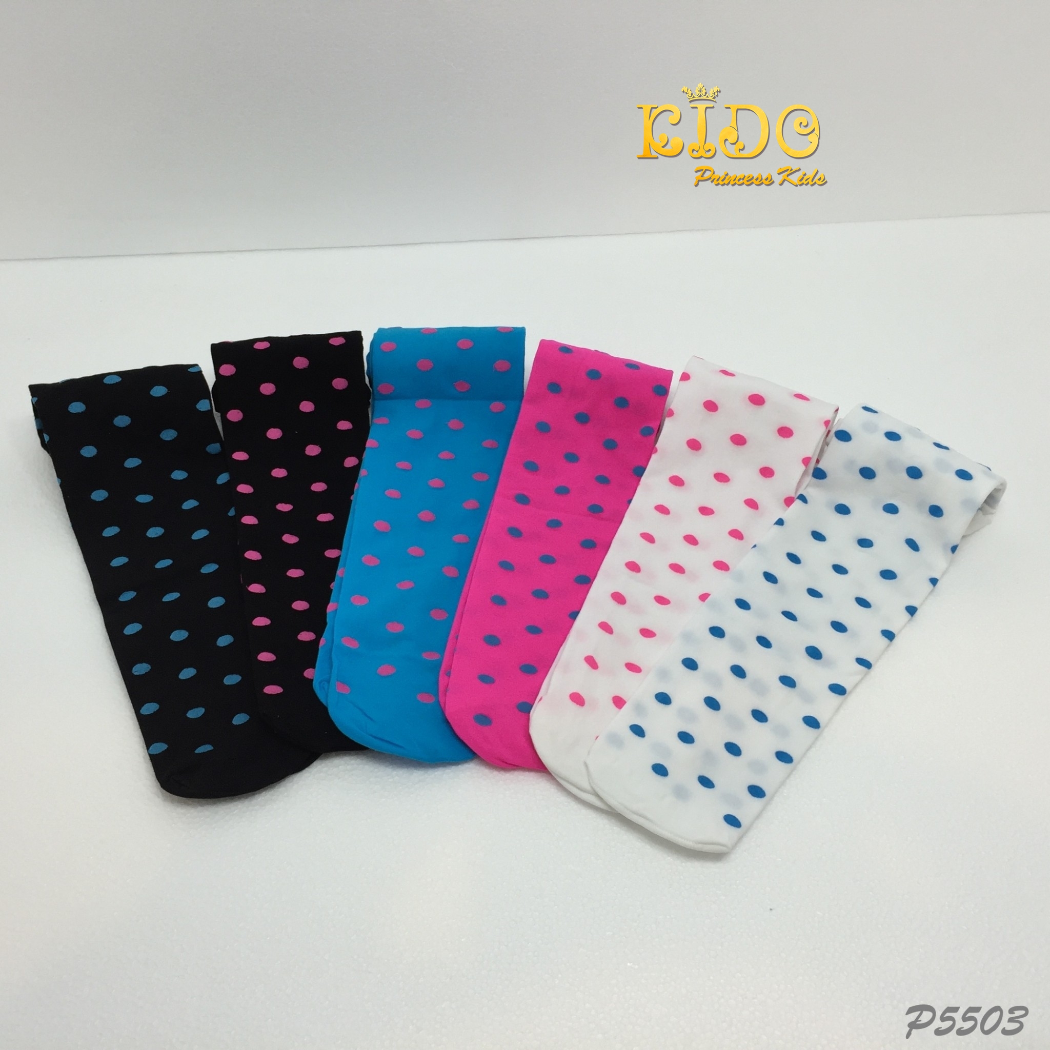 ssถุงน่องเด็ก(หน้าร้านอยู่รัชดา)LZ5503 สีขาวจุดชมพู สีขาวจุดฟ้า สีดำจุดฟ้าเนื้อผ้าซีทรูมีลายจุดใหญ่