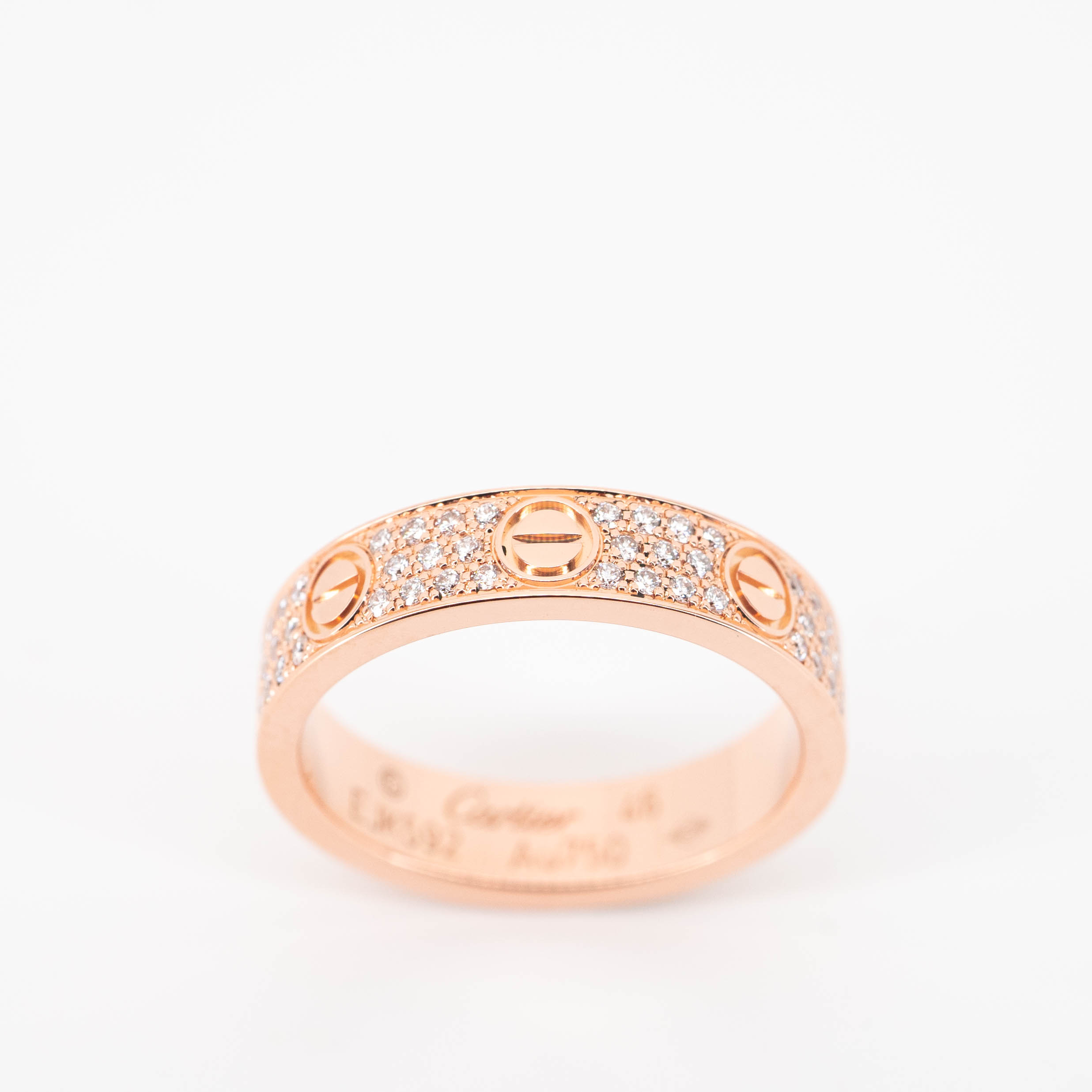 แหวน Cartier Love Band with Pave Diamonds ทองชมพู18K ไซส์ 46# (Used) +กล่องและการ์ด