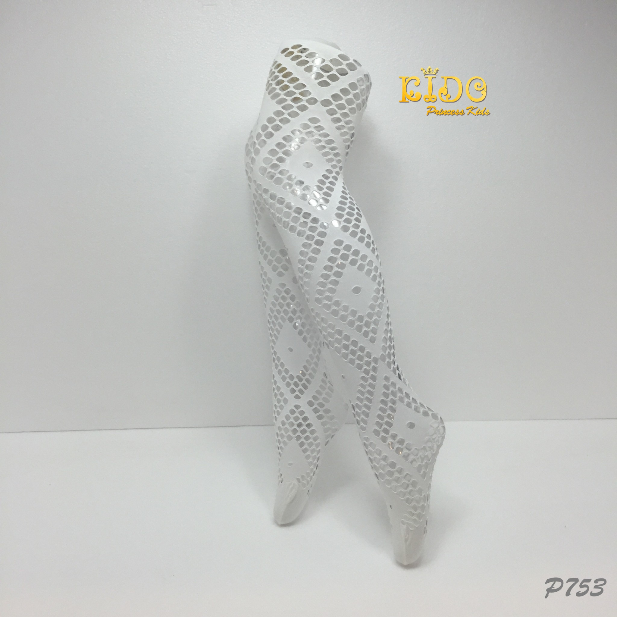 ถุงน่องเด็ก(หน้าร้านอยู่รัชดา)LZZ753 ตาข่ายลายข้าวหลามตัด สีขาว