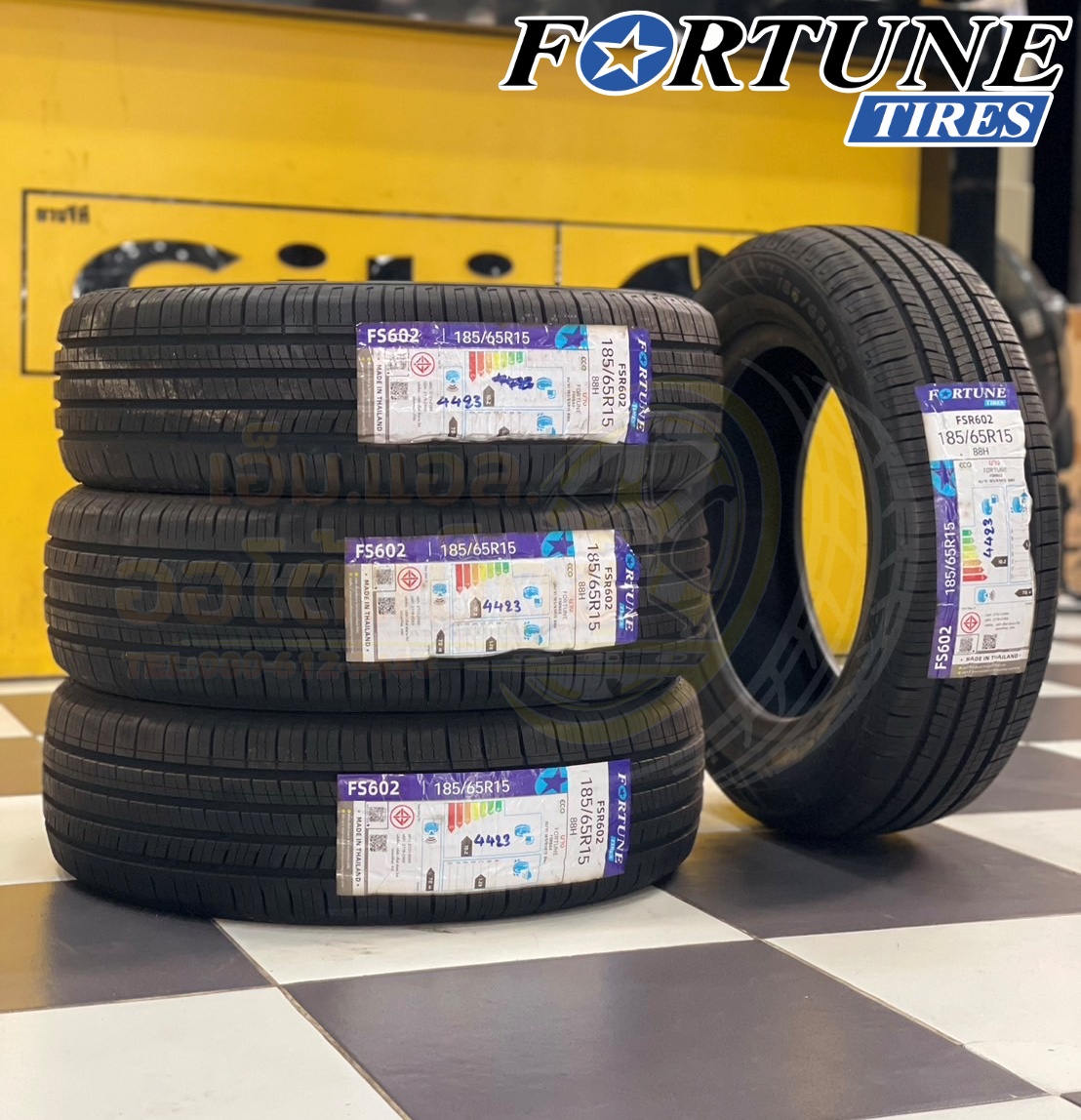 ยางใหม่FORTUNE (ฟอร์จูน) 185/65R15 ยาง Made in Thailand ยางปลายปี23 นุ่มเงียบ รีดน้ำดี (4เส้น)
