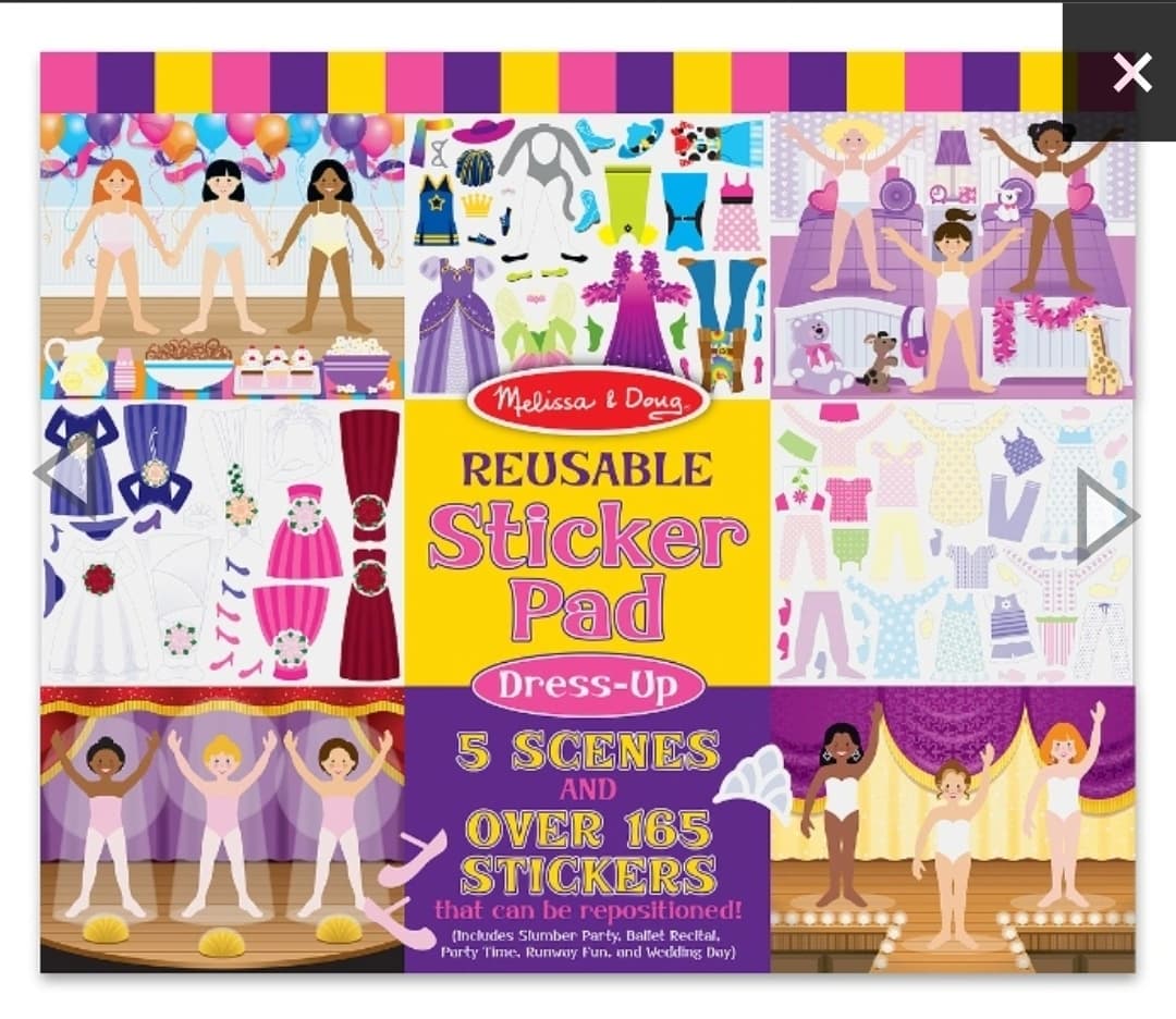 Melissa & Doug รุ่น 4198 Reusable Sticker Pad - Dress-up สมุดสติกเกอร์ แต่งตัวตุ๊กตา ฝึกการออกแบบตกแต่ง เสริมสร้างจินตนาการ