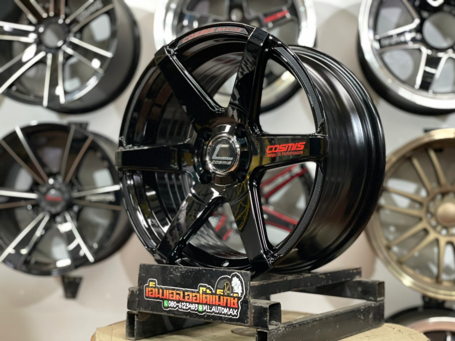 ล้อแม็กซ์ Cosmis รุ่นInterline S1 ล้อขอบ15 กว้าง7 ออฟ30 4รู100 สีดำเงา(BLK)