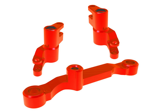 10743-RED Steering bellcranks, draglink (red-anodized 6061-T6 aluminum)/ 3x13mm SS (with threadlock) (2)/ 3x12mm BCS (with threadlock) (2)/ 3x15mm BCS (with threadlock) (1)/ 5x8x2.5mm ball