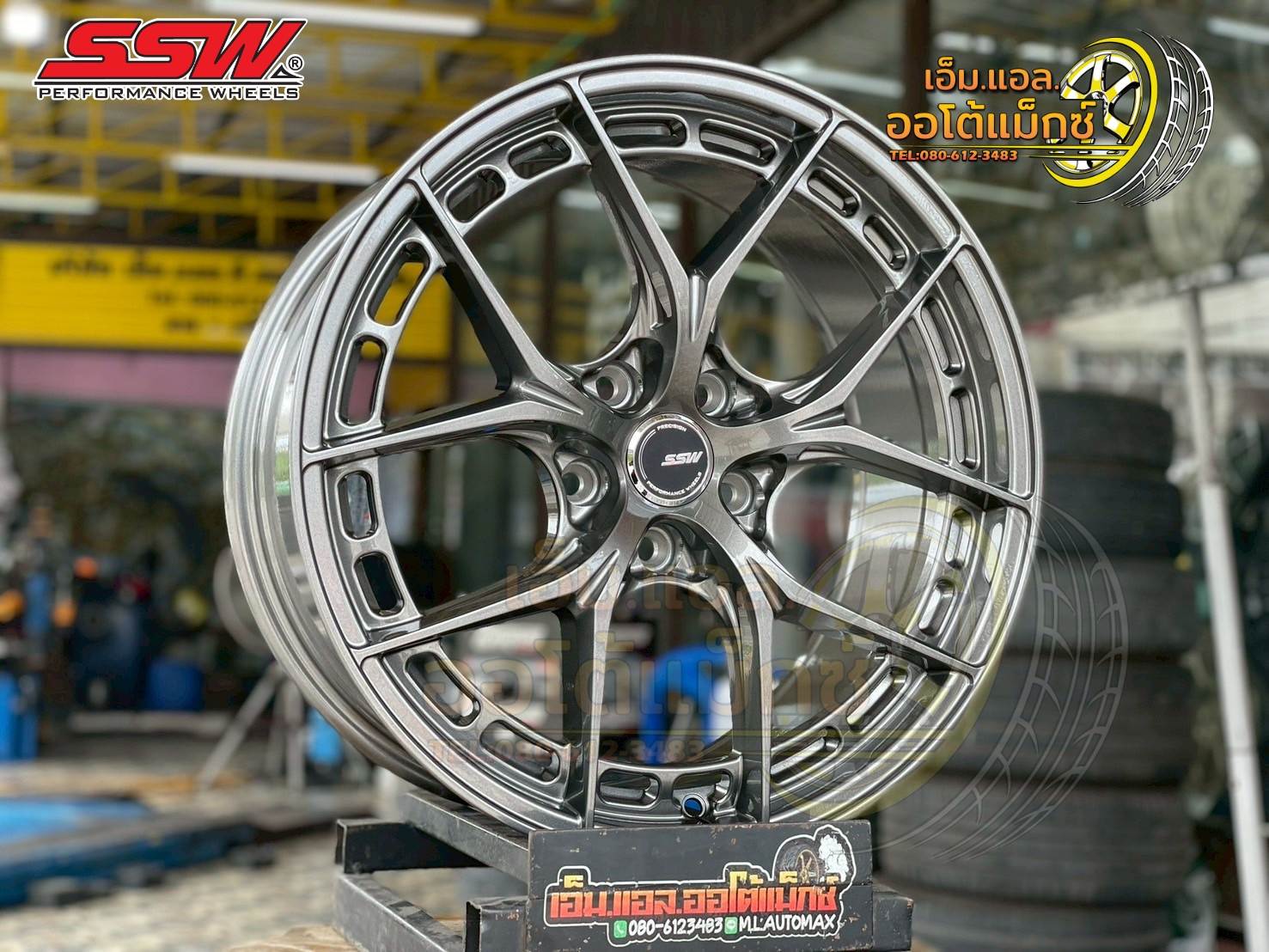 ล้อแม็กซ์ SSW รุ่น 436 ขนาด 18x8.5 นิ้ว พร้อมค่า Offset (ET) 38 และรูน็อตแบบคู่ 5x112 กับ 5x114.3