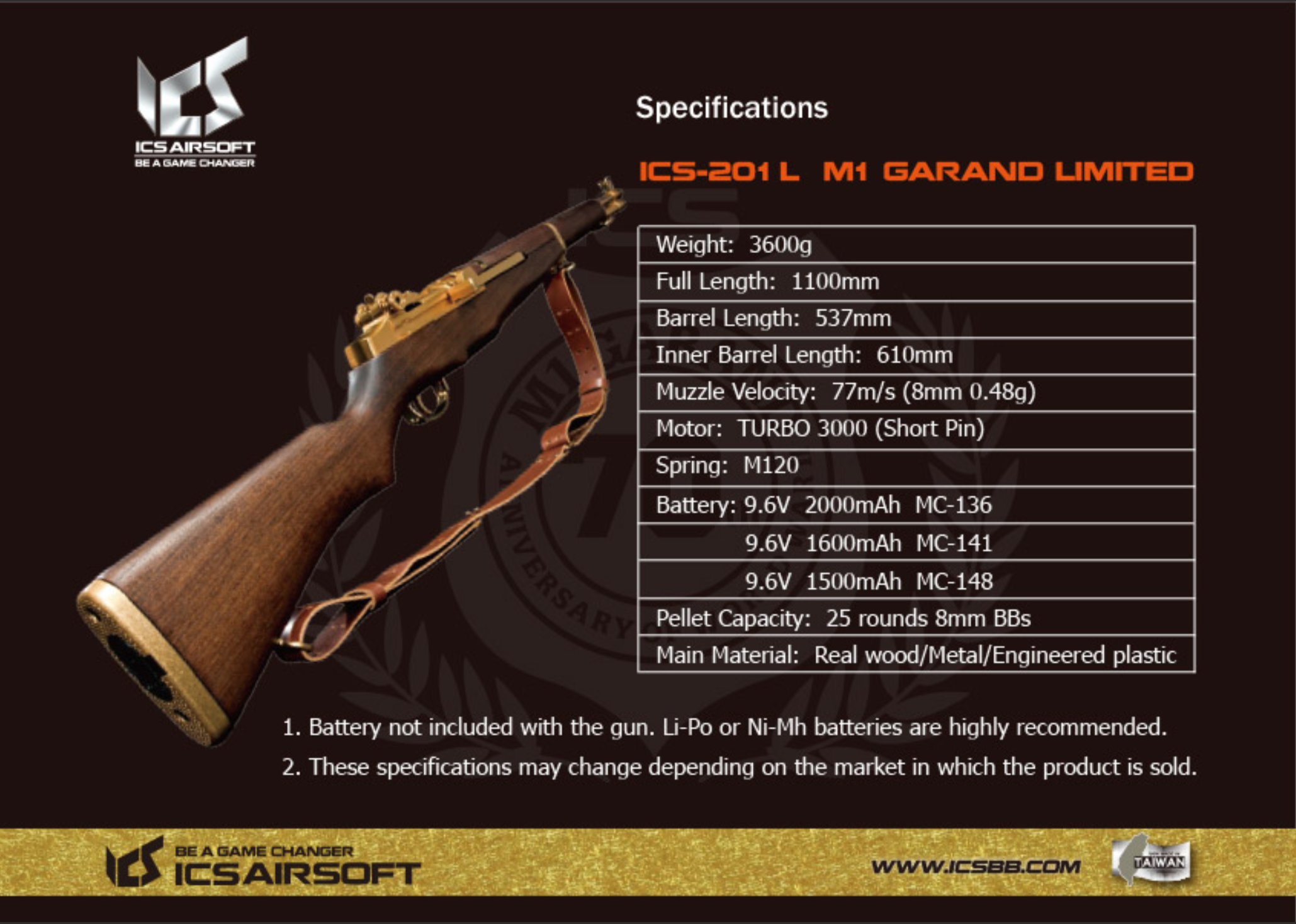ICS-201L M1 GARAND 8MM Limited (Pre-Order)