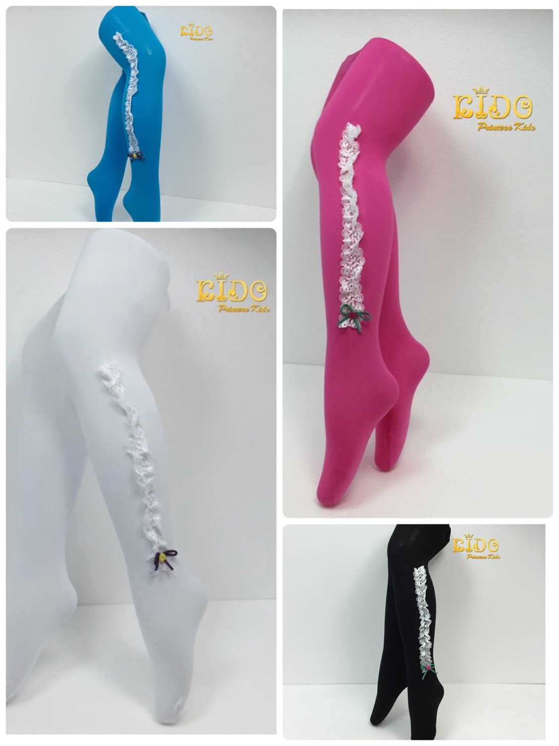 ssถุงน่องเด็ก(หน้าร้านอยู่รัชดา)L8822L สีขาว สีบานเย็น สีดำ ด้านข้างติดโบว์ลูกไม้