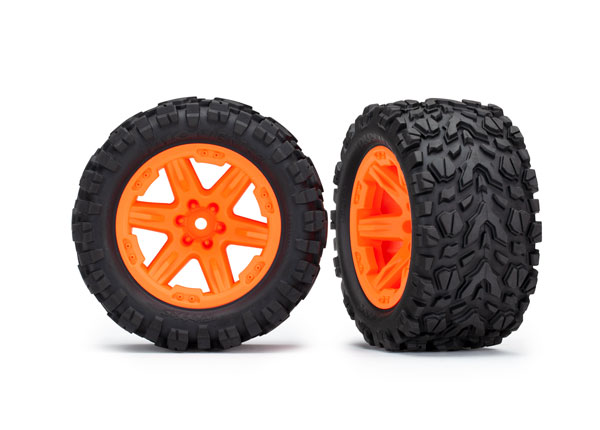 6773A Tires & wheels, assembled, glued (2.8') (RXT orange wheels, Talon Extreme tires, foam inserts) (2) (TSM rated)
