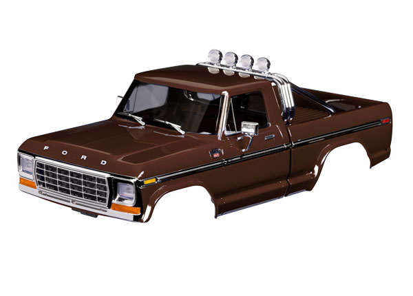 9812-BRWN Body, Ford F-150 Truck (1979), complete, brown (includes grille, side mirrors, door handles, roll bar, windshield wipers, side trim, & clipless mounting) (requires #9834 front & rear bumpers)
