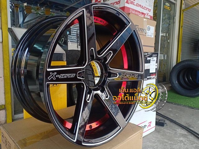 ล้อแม็กใหม่ ขอบ18 XR-6 สีดำขอบมิลลิ่งแดง ขนาด 6รู139 หน้า9 ออฟ25 หลัง10 ออฟ20
