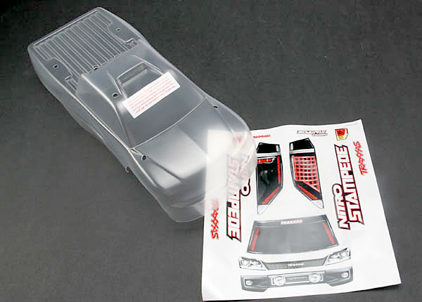 4112 Body, Nitro Stampede (clear, requires painting)/window, grill, lights decal sheet