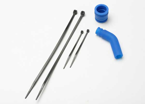 5245 Pipe coupler, molded (blue)/ exhaust deflecter (rubber, blue)/ cable ties, long (2)/ cable ties, short (2)