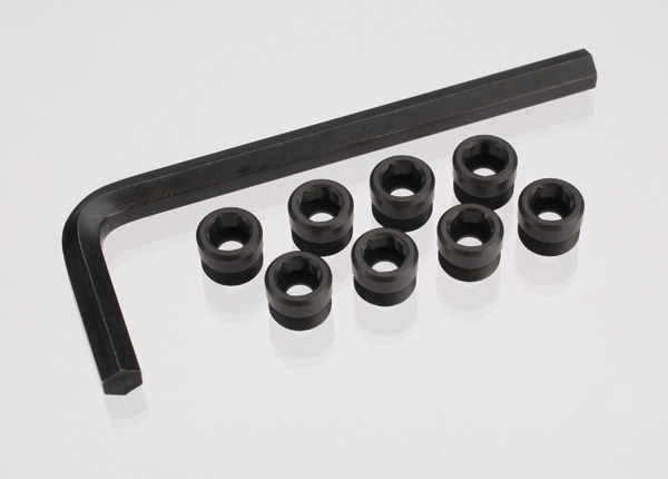 7033X Aluminum caps, pivot ball (threaded aluminum, hard-anodized with PTFE-coating) (8)/ hex wrench, 5mm
