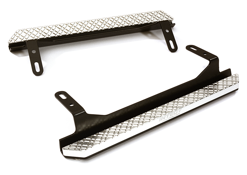 INT-C28227SILVER Alloy Machined Side Step Plate Set for Traxxas TRX-4 Scale & Trail Crawler