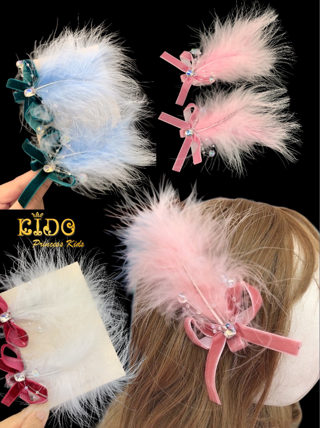 กิ๊บติดผม(หน้าร้านอยู่รัชดา)KF751 สีฟ้า ชมพู มงกุฎเด็ก ประดับผม(เซตคู่)
