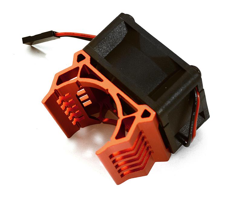 INT-C28596RED Brushless Motor Heatsink+40x40mm Cooling Fan 17k rpm for 1/16 E-Revo & Slash VXL