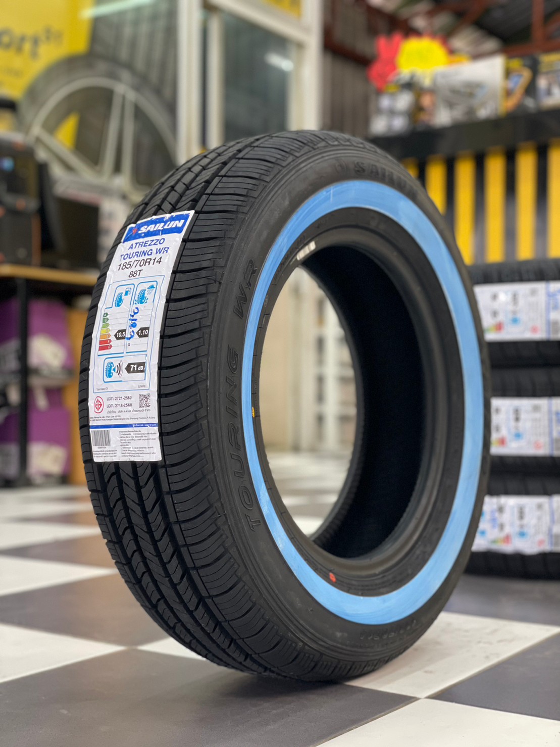 ยางใหม่ขอบขาว SAILUN 185/70R14 ยางใหม่ปี2023