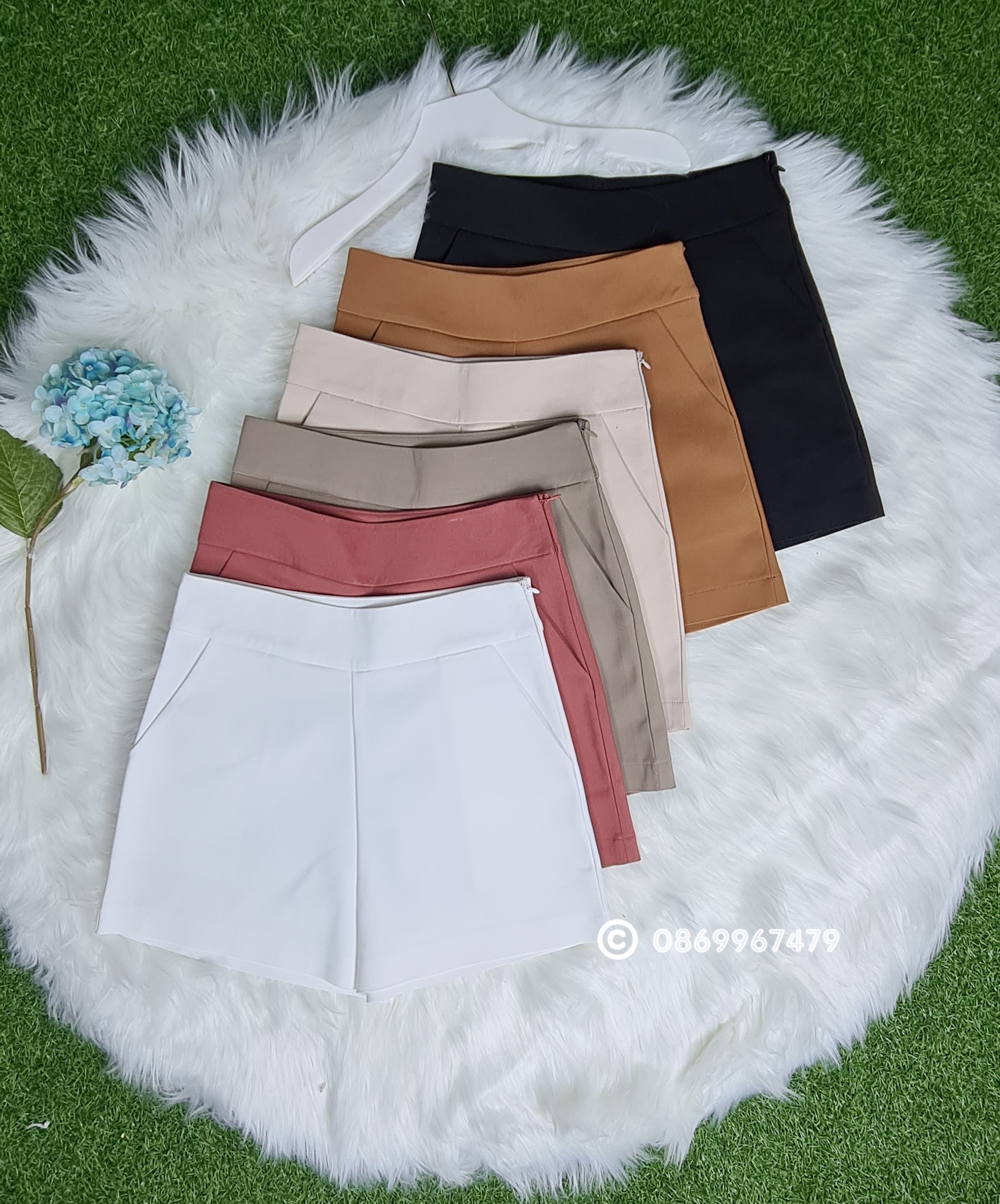 กางเกงขาสั้นผู้หญิง ขอบเอวหนา 2 นิ้ว ซิปข้าง ผ้าดับเบิ้ล ผ้าดี ผ้ายืด สวยน่ารัก