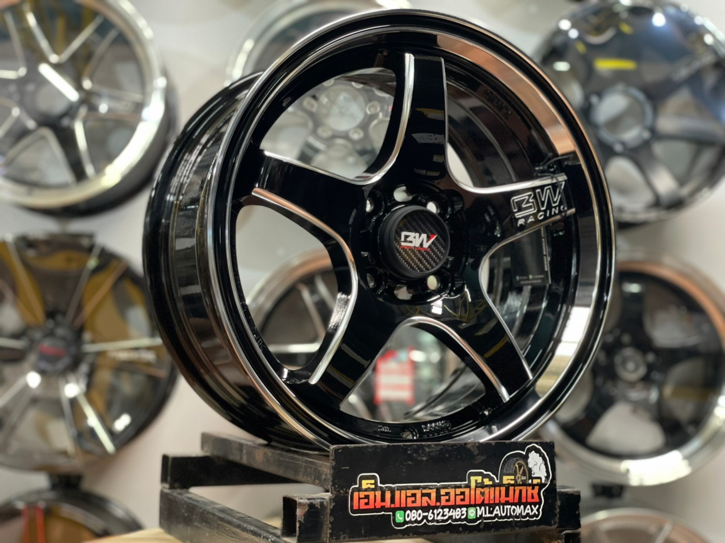 ล้อแม็กซ์ขอบ15 Brightwheels BW-63 ขอบ15 กว้าง7 ออฟ38 4รู100 สีดำขอบเงา(LP/B)