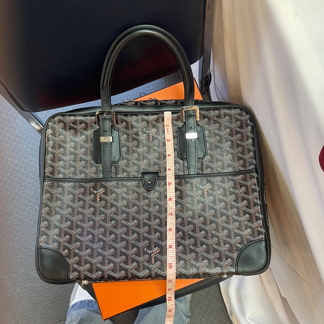 กระเป๋าใส่เอกสาร Goyard Black Goyardine Canvas and Leather Ambassade PM Briefcase มือสอง