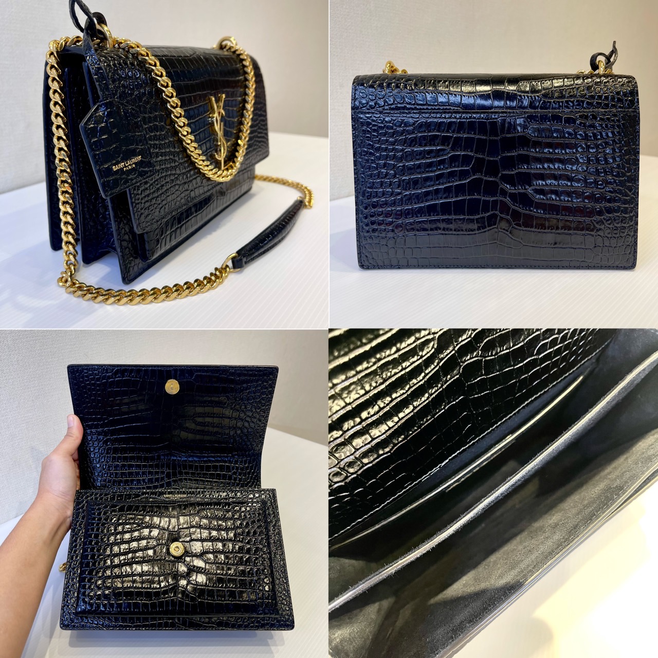 กระเป๋าYSL Sunset Crocodile Medium 2020 Croc