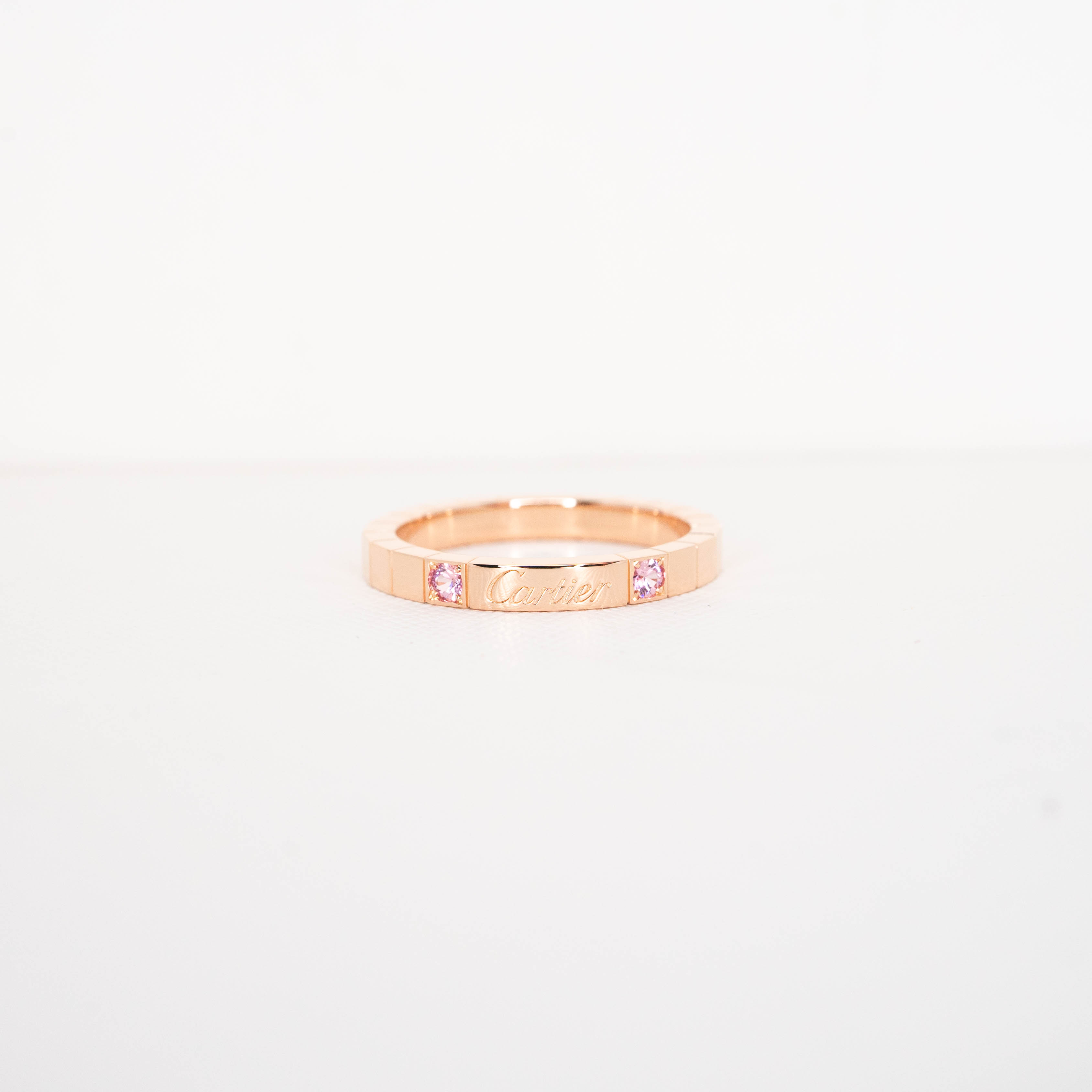 แหวน Cartier Lanieres With 2 Pink Sapphires ทองชมพู18K ไซส์ 60# (Used)