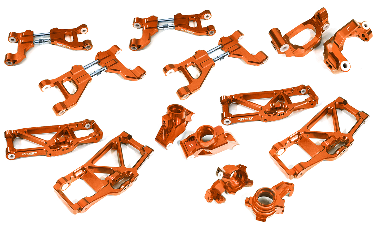 INT-C29368ORANGE Billet Machined Suspension Kit for Traxxas 1/10 Maxx Truck 4S