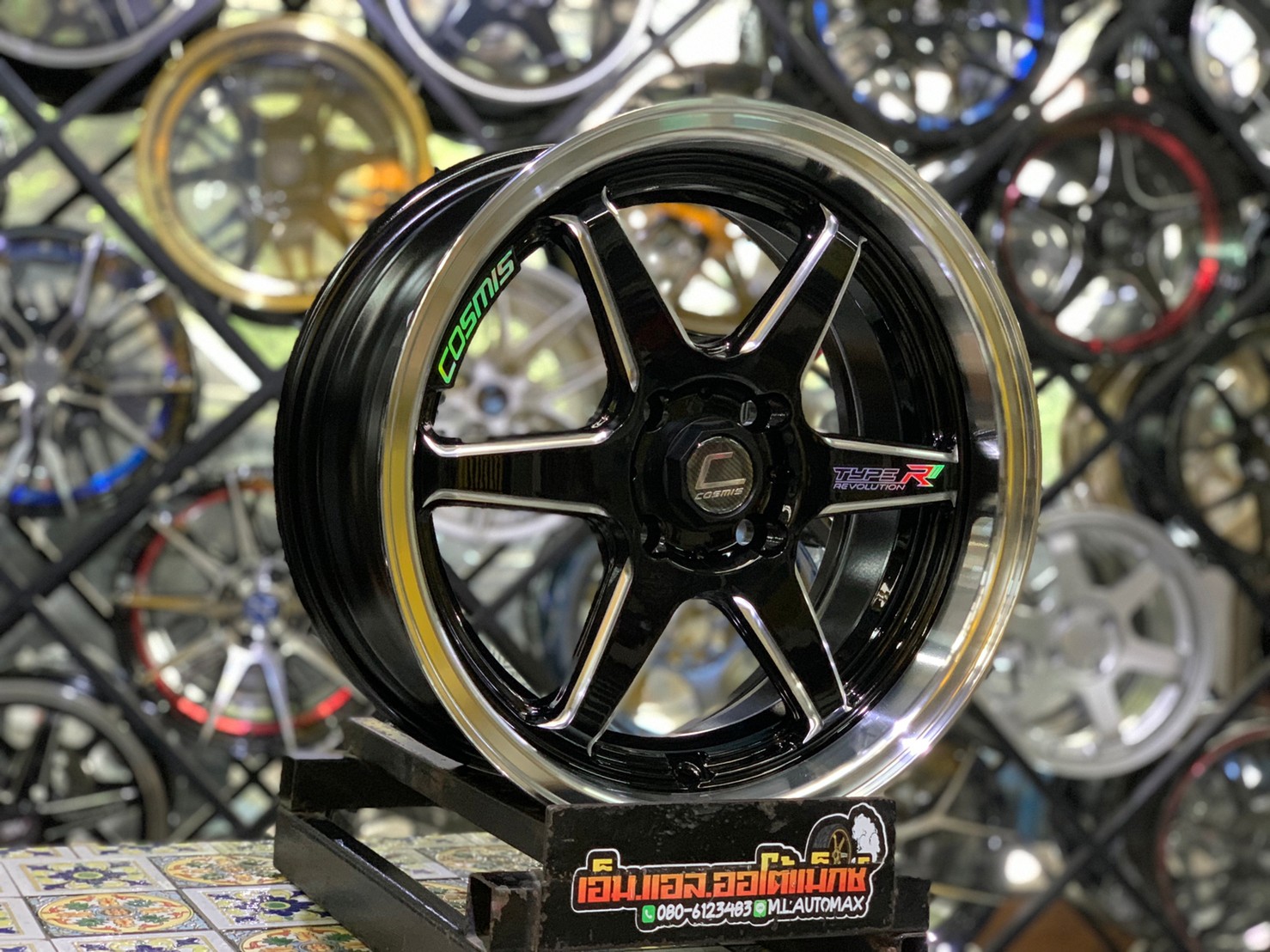 ล้อแม็กซ์ใหม่ขอบ15 #COSMIS TYPE-R 4รู100 กว้าง7 ออฟ35