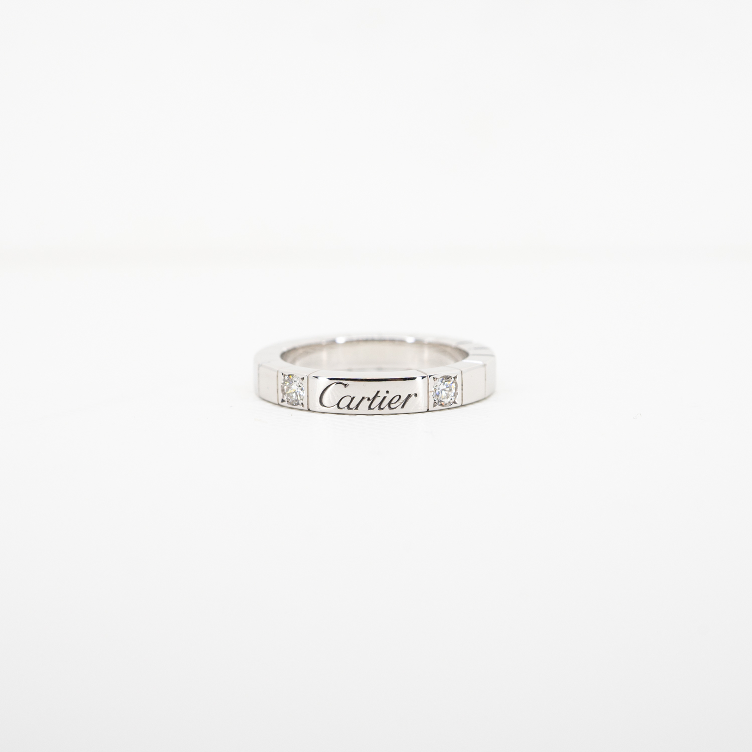 แหวน Cartier Lanieres With 2 Diamonds ทองขาว18K ไซส์ 48# (Used)