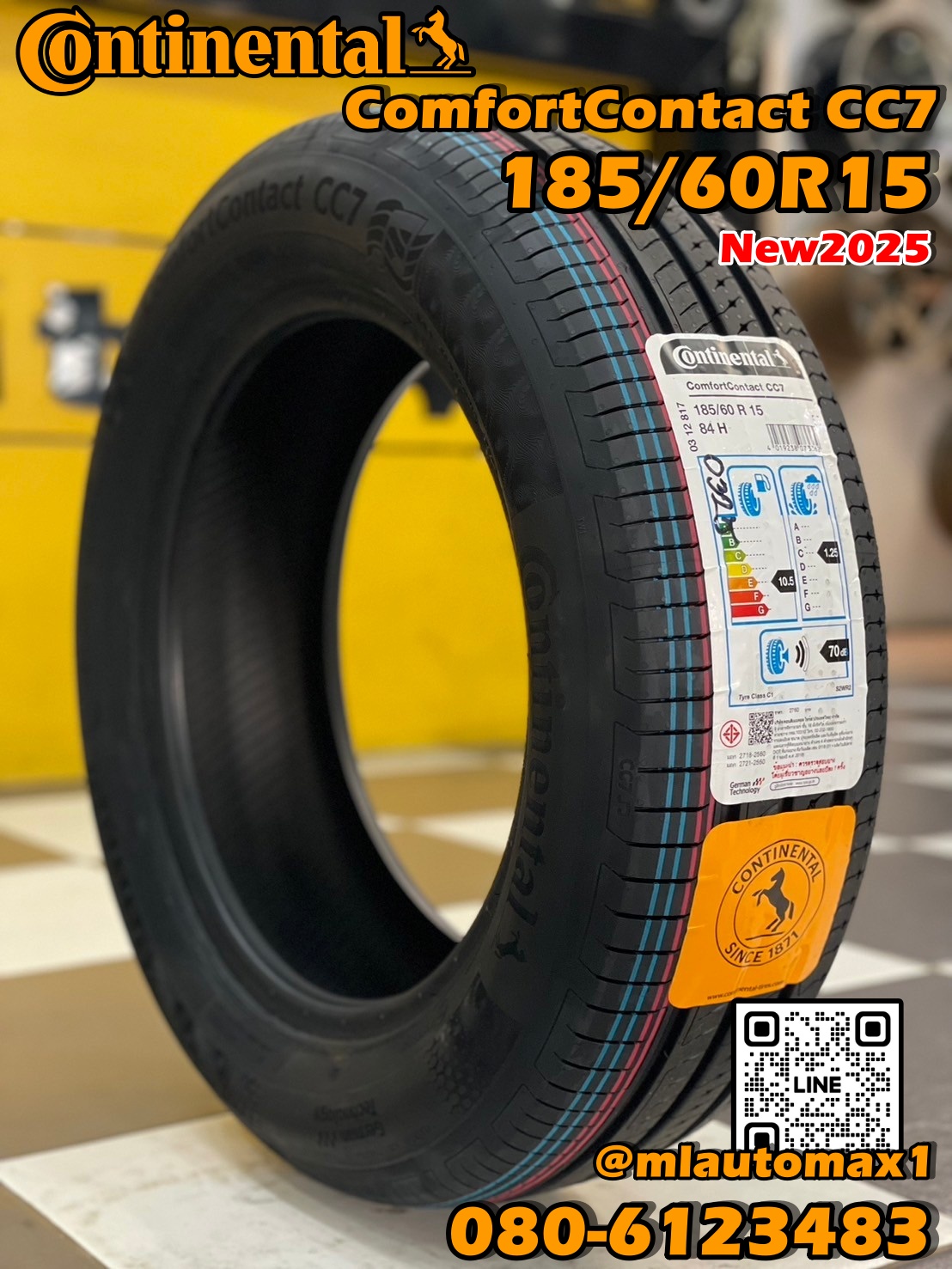 🔥#ยางใหม่คอนติเนนทอล #Continental #CC7 185/60R15 ยางใหม่ปี2025🔥
