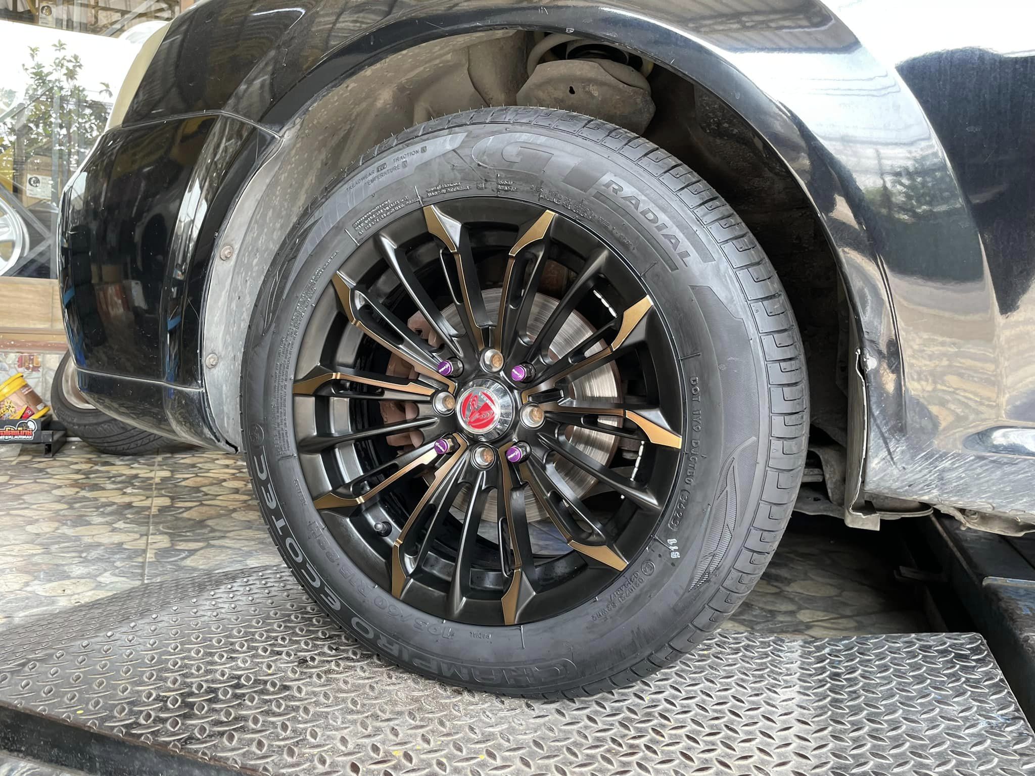🚘 #CHEVROLET_OPTRA❤️🙏🚘 🛞#ล้องานไทย 15x7 4x100 ET38 4x114.3สีดำด้าน 🛞 #GT RADIAL ECOTEC 195/60R15