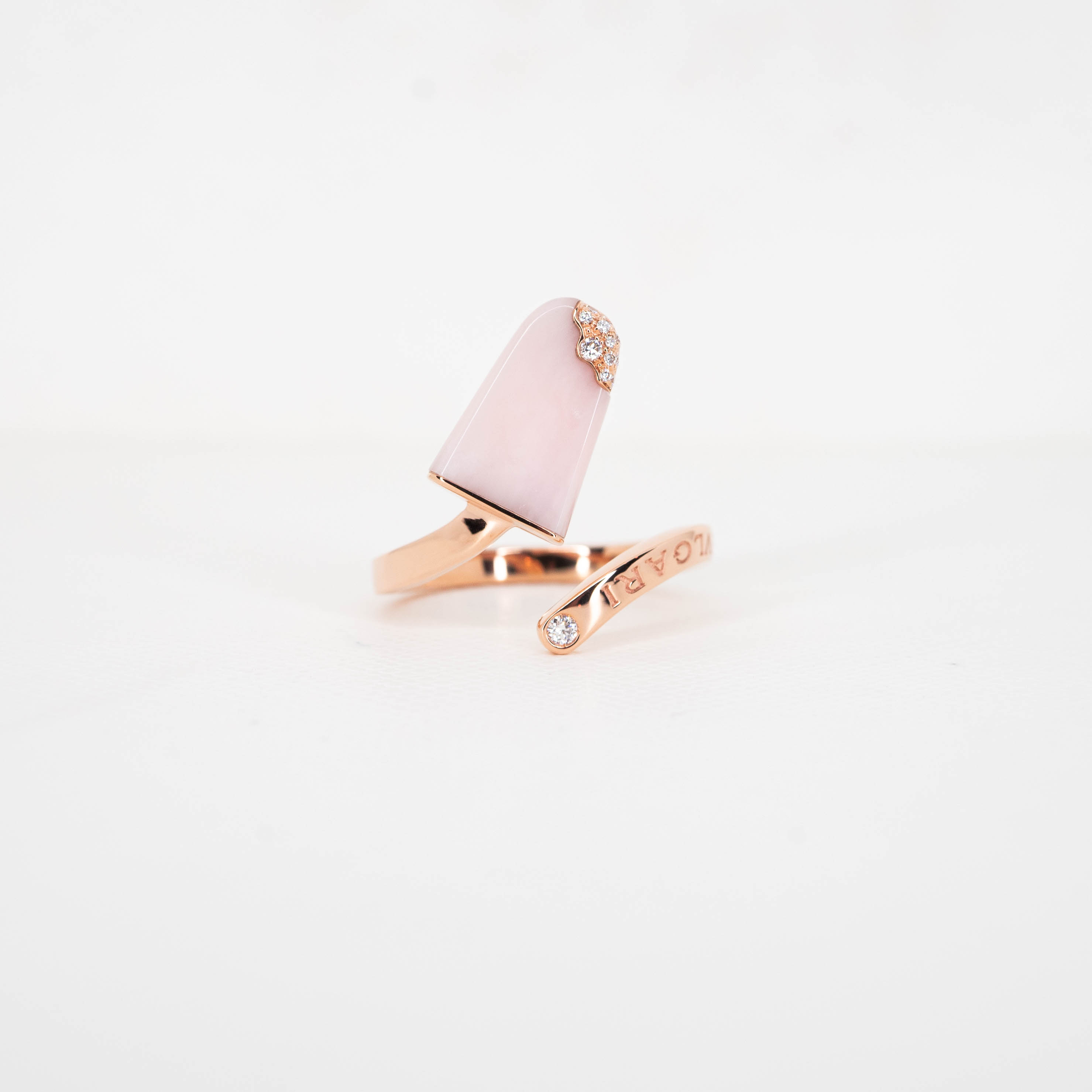 **Sold** แหวน Bvlgari Bvlgari Gelati Ring with Rose Quartz and Diamonds ทองชมพู18K(Used) +การ์ด2021
