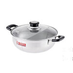 ZEBRA หม้อชาบู ขนาด 26 ซม. ฝาแก้ว 2 ช่อง ตราหัวม้าลาย (Zebra)