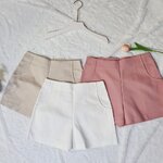 กางเกงขาสั้นเอวสูง ซิปหลัง ขอบเอวหลบ ผ้าดับเบิ้ล สวยมาก เก็บพุงอย่างเนียน สาว ๆ ใส่แล้วทรงสวย น่ารัก