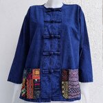 เสื้อแขนยาว ผ้าหม้อห้อมเมืองแพร่ แต่งผ้าชาวเขา