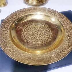  จานข้าวทองเหลือง 9 นิ้วตอกลาย ทองเหลืองหล่อหนา 