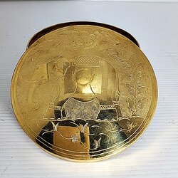 ตลับทอง 3 นิ้ว ตอกลายช้างไทยทรงเครื่อง Premium