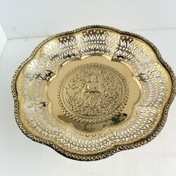 พานทองเหลือง 10 นิ้ว โตกเหลี่ยมเทพพนม