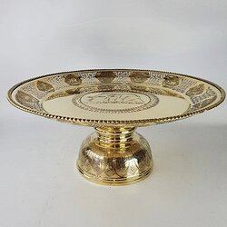 พานทองเหลือง โตกสิบสองราศี 18 นิ้ว กลางช้างนูน