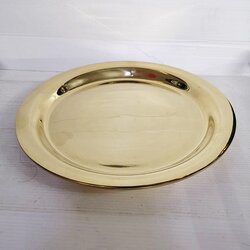  ถาดทองเหลือง 10.5 นิ้วขอบบแบผิวเรียบ ไม่มีขา 