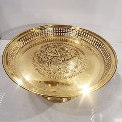 พานทองเหลือง โตกม้วนขอบใหม่ 12 นิ้ว