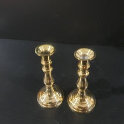 สูง 3 นิ้ว คู่เชิงเทียนทองเหลืองทรงมาตรฐาน