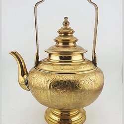 กาน้ำชาโบรณ กาฝาสามชั้น ตอกลายบัวหลวง Premium