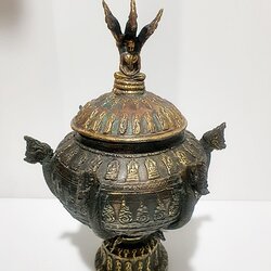 ขันบาตรน้ำมนต์พระ 6 นิ้วครึ่ง ฝานาคปรก โถน้ำมนต์ทองเหลือง