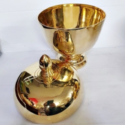  ขัน ร๕ ฝาจุก 8 นิ้ว ขันน้ำมนต์์เนื้อทองเหลืองผิวเรียบ 